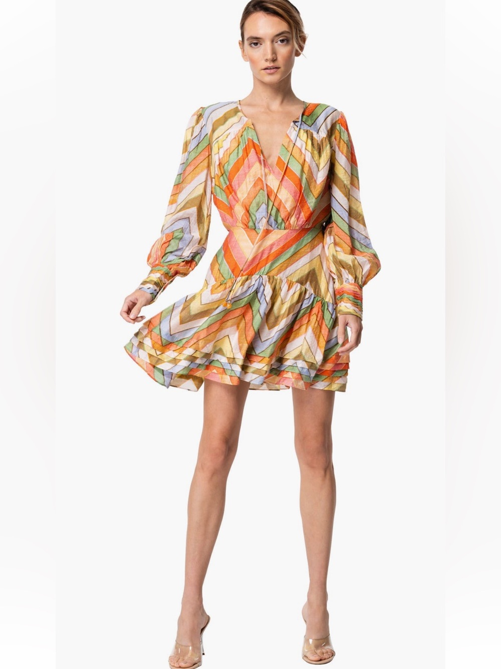 NWT CIEBON
Emerie Chevron Stripe Long Sleeve Minidress
